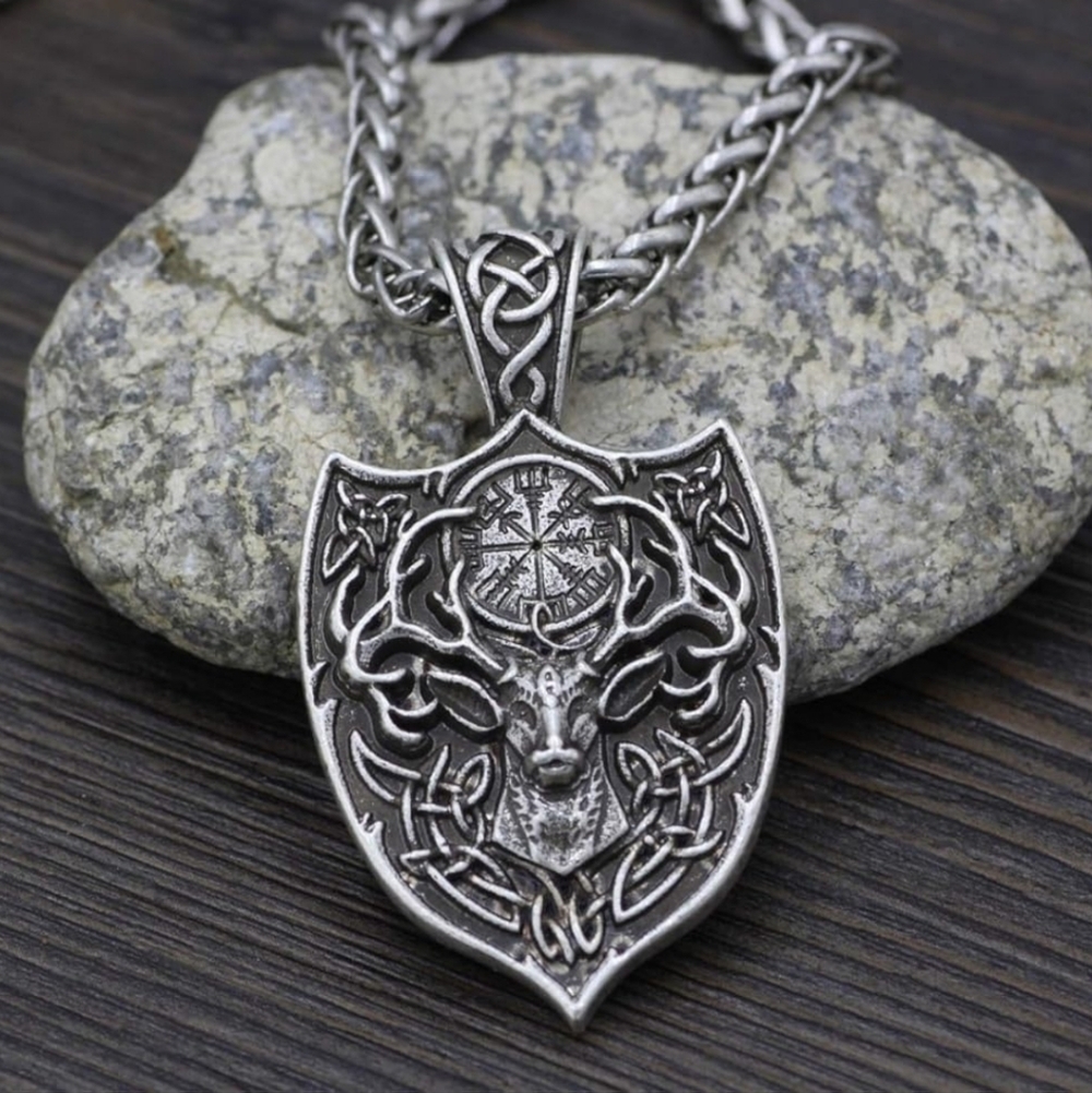 Silver Celtic Deer Pendant Necklace